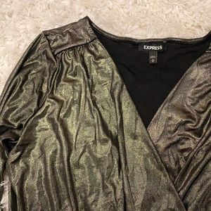 Dark gold deep v-neck body suit!